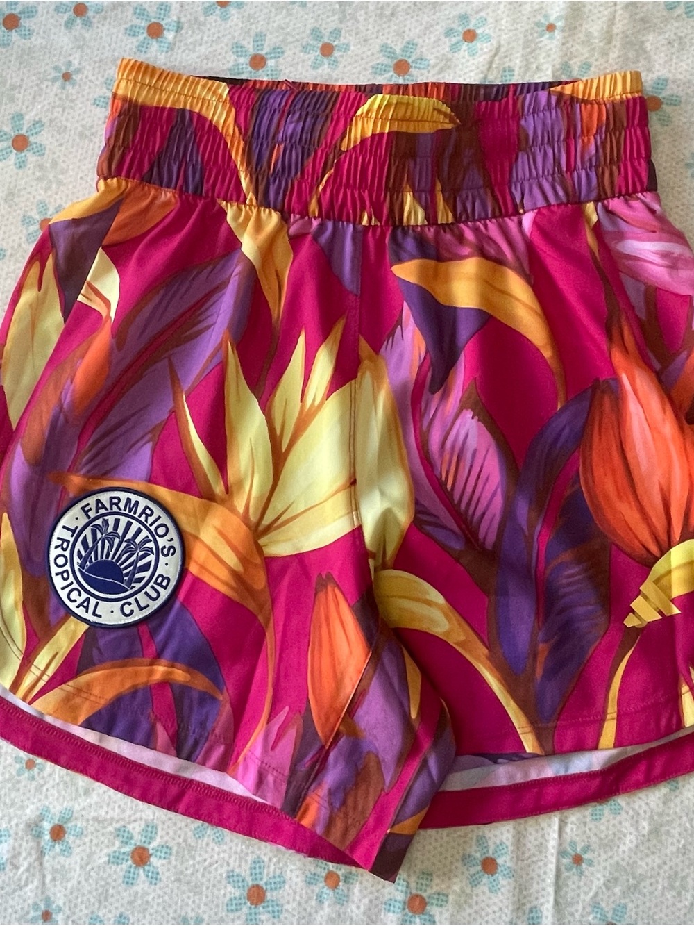 FARM Rio Pink Tropical Floral Athletic Shorts